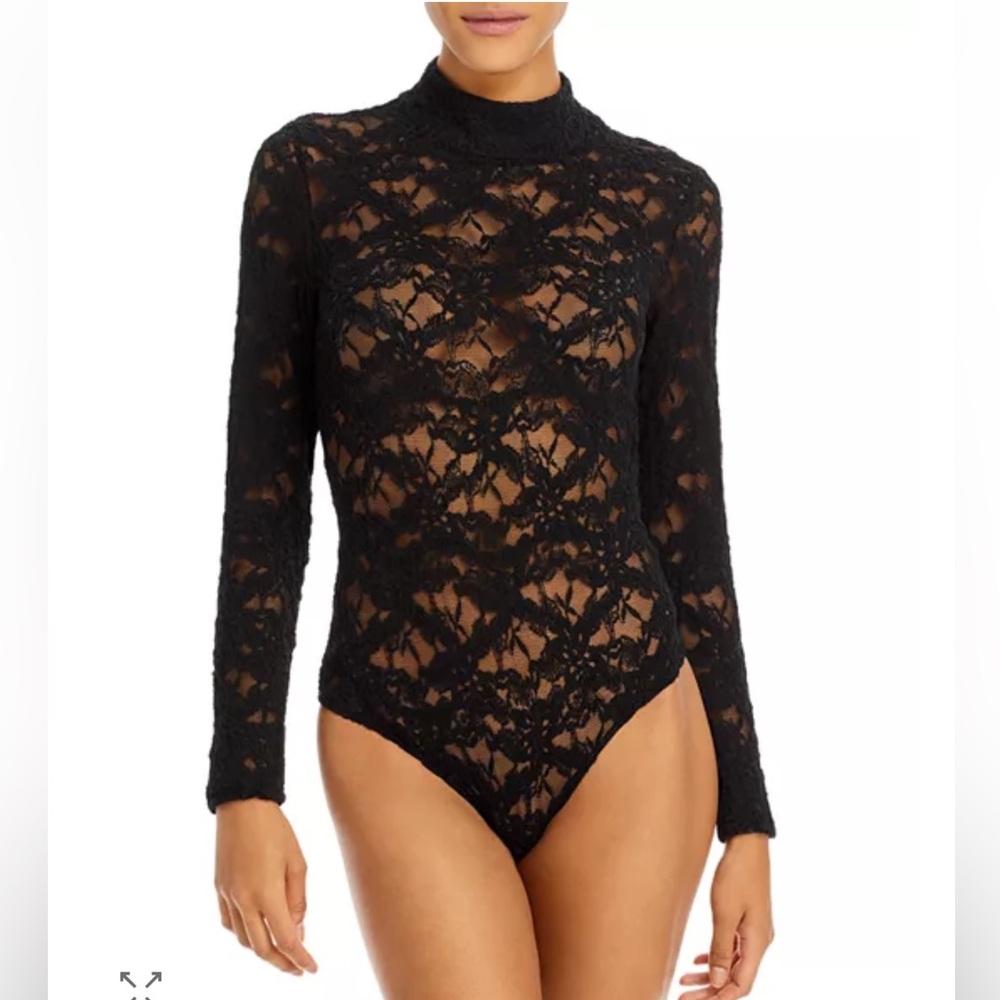 Bardot Black Sheer Lace Bodysuit